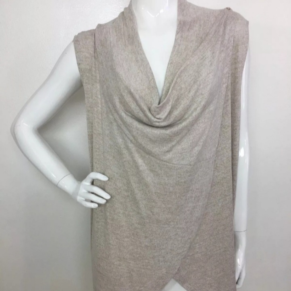 Olivia Sky Women's Large Wrap Style Long Top Sleeveless Heather Grey Comfort‎
